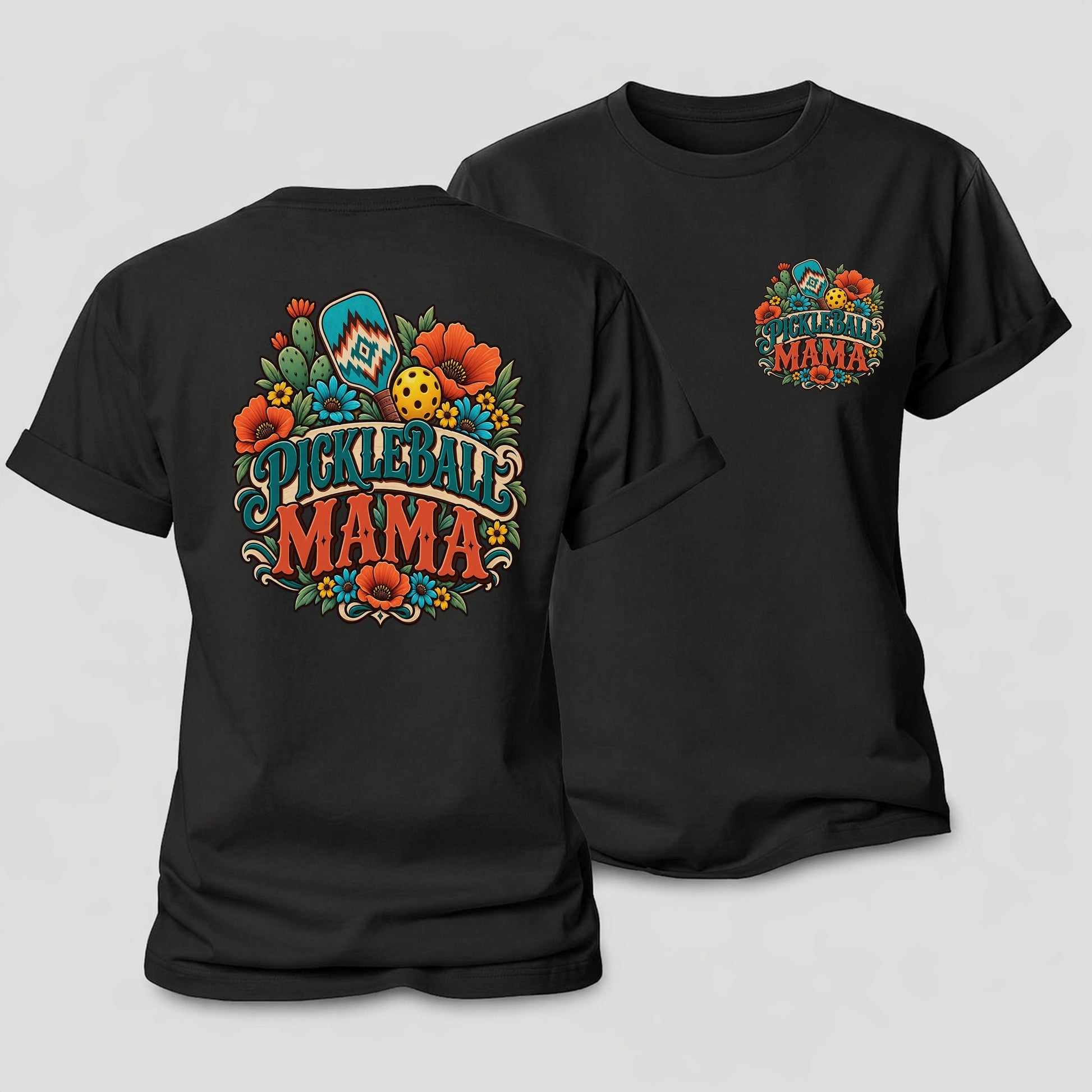 Pickleball Mama Pickleball Life Women's Cotton T-Shirt – Black