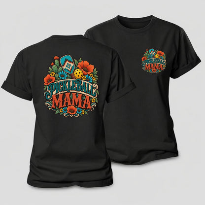 Pickleball Mama Pickleball Life Women's Cotton T-Shirt – Black