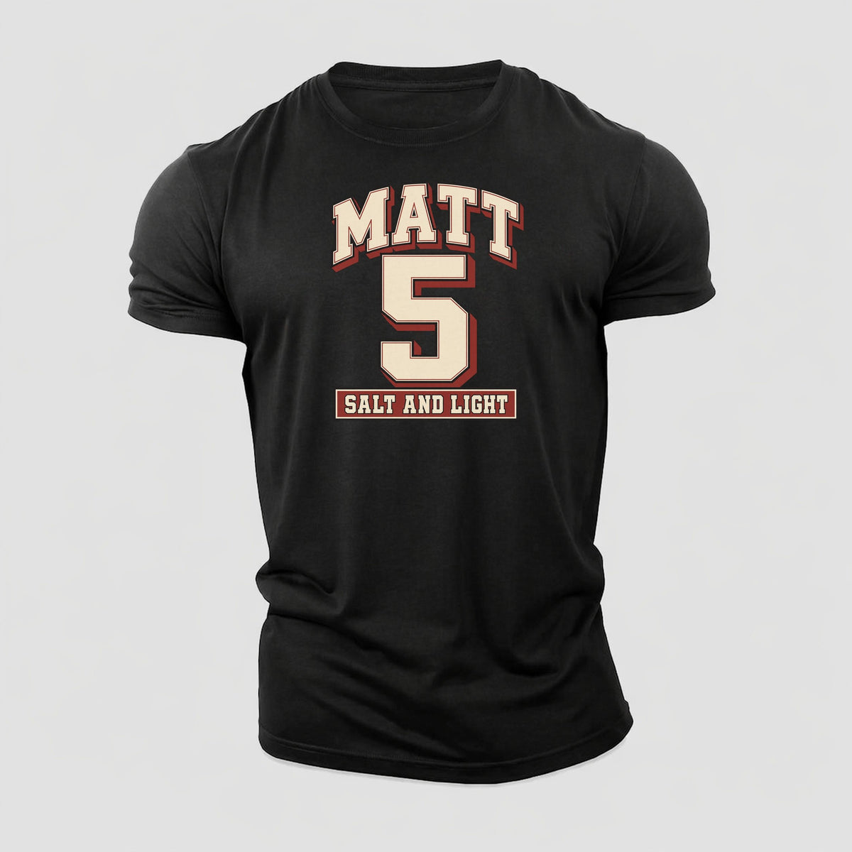 Matthew 5 Varsity Chapel Varsity Cotton T-Shirt – Black