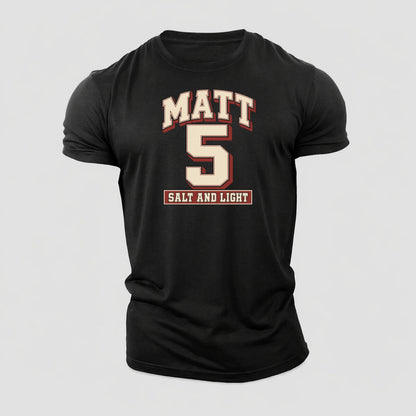 Matthew 5 Varsity Chapel Varsity Cotton T-Shirt – Black