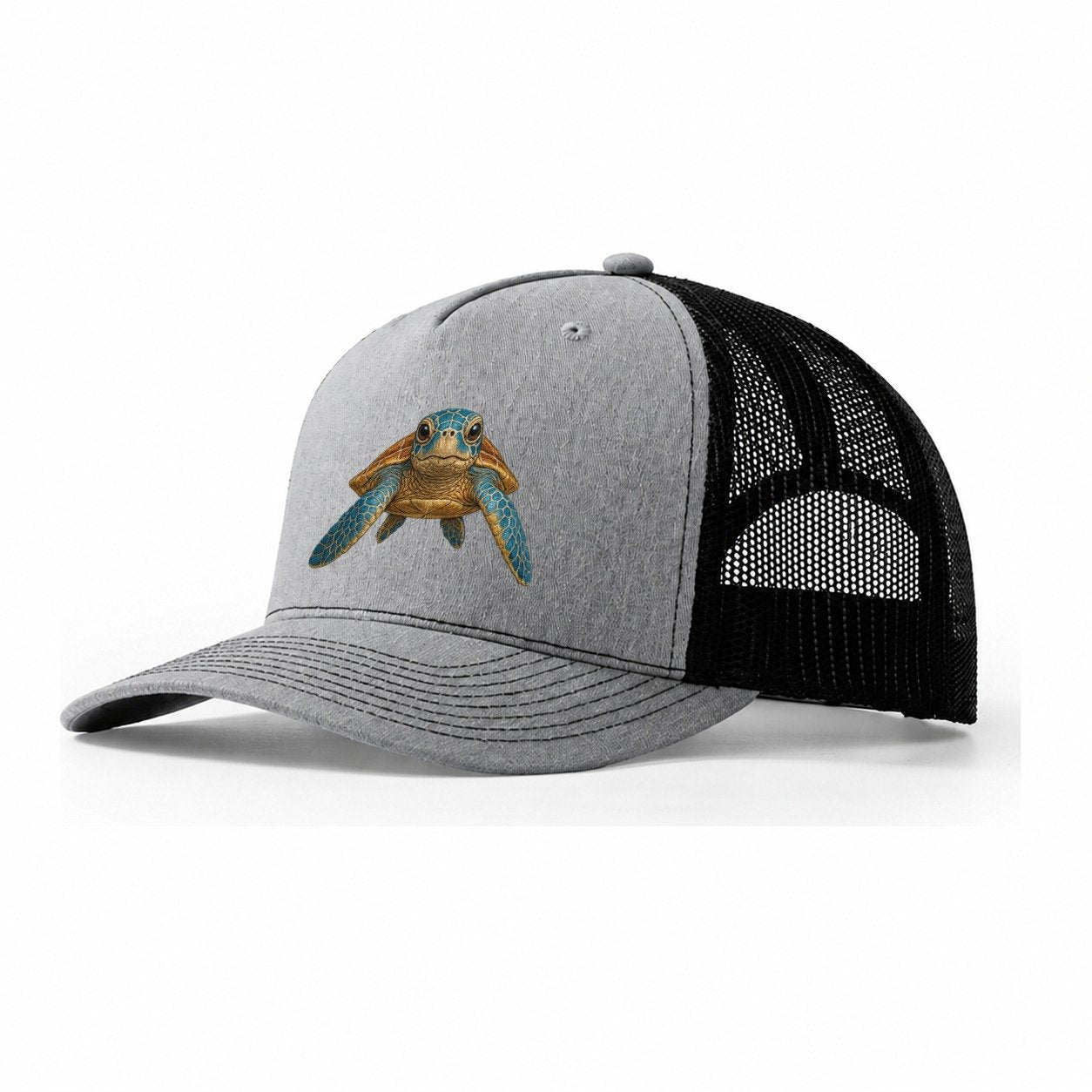 Sea Turtle Serenity Trucker Hat – Sport Grey Black