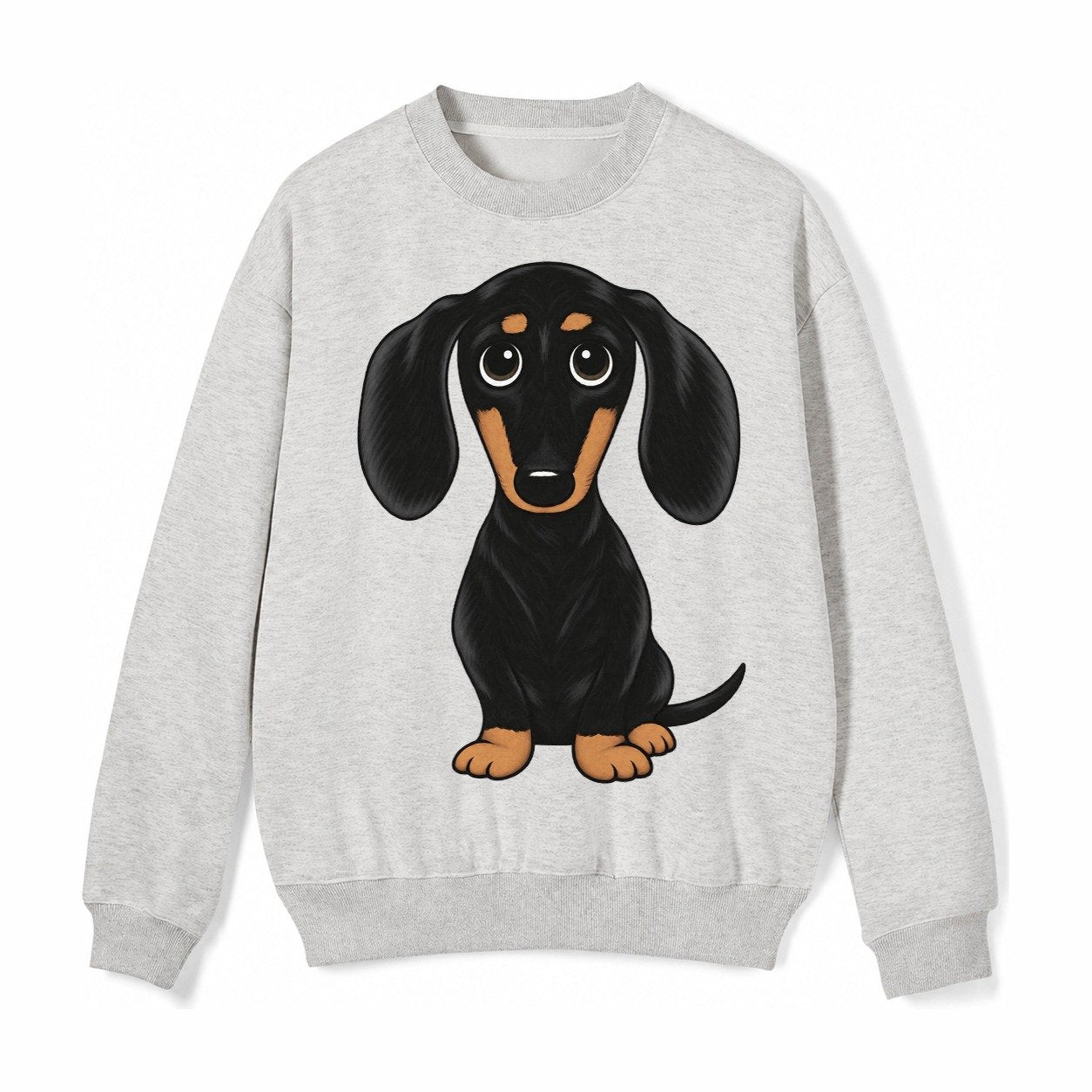 Vintage Style Dachshund Print Fleece Sweatshirt – Light Gray