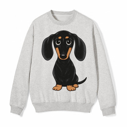 Vintage Style Dachshund Print Fleece Sweatshirt – Light Gray