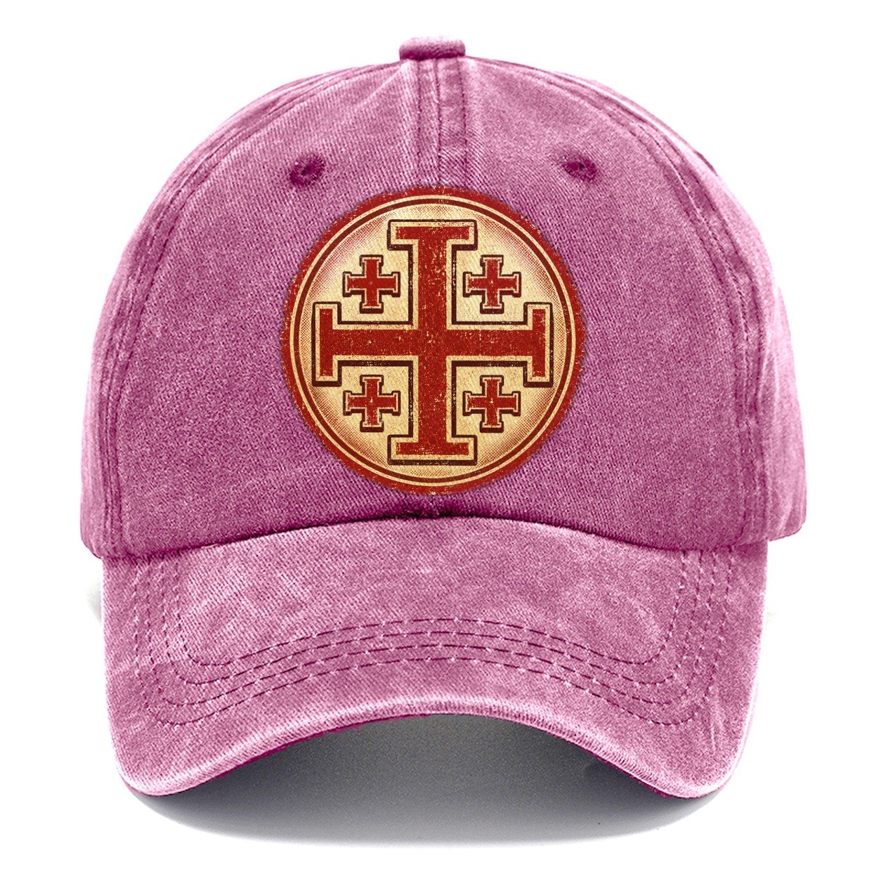 Vintage Red Jerusalem Cross Emblem Classic Cap – Dusty Rose