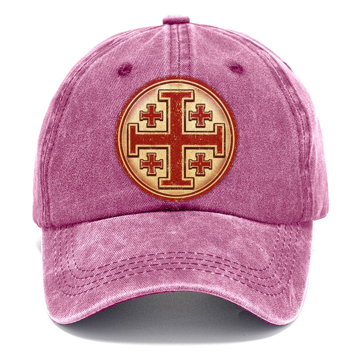 Vintage Red Jerusalem Cross Emblem Classic Cap – Dusty Rose
