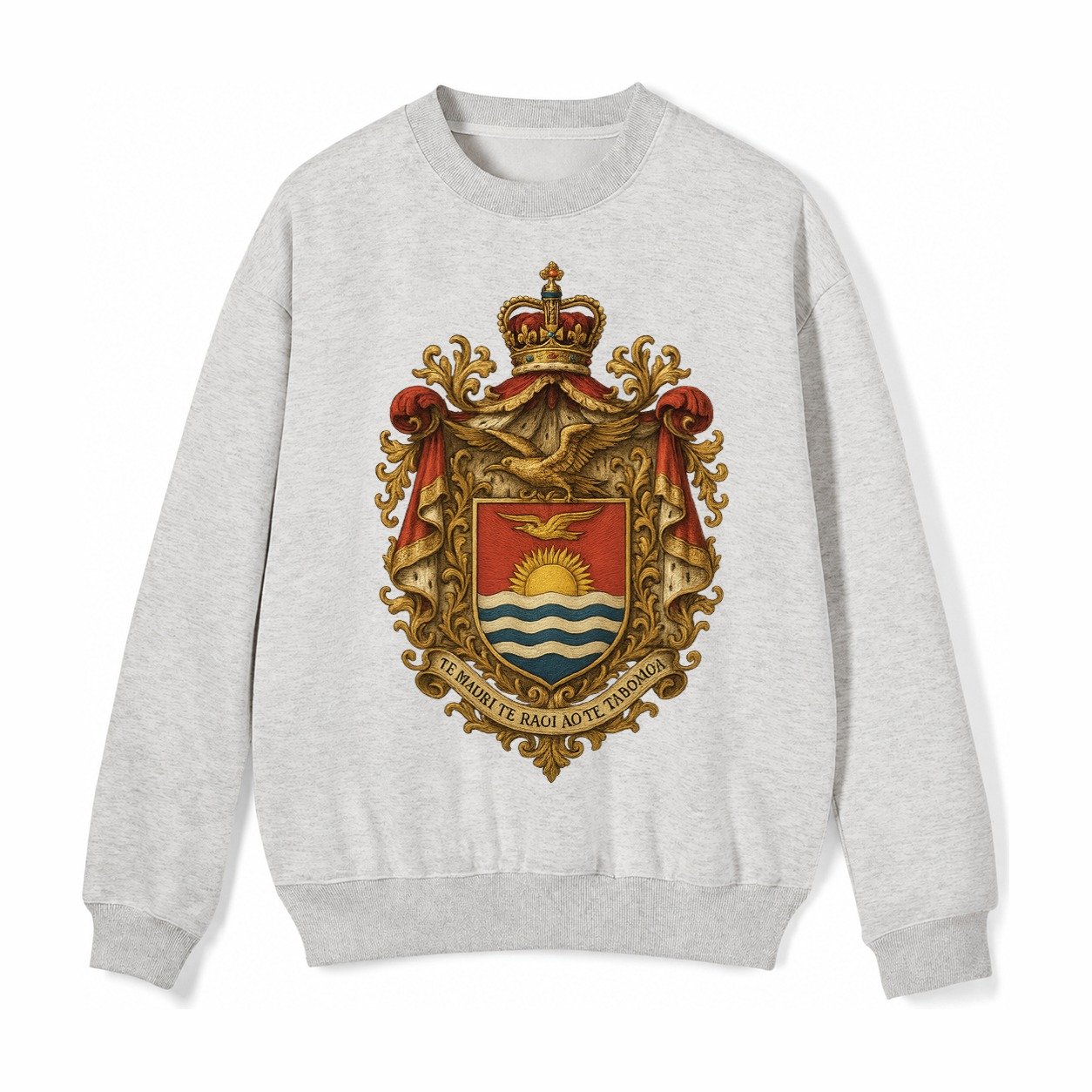 Golden Peace Embroidered Fleece Sweatshirt – Light Gray