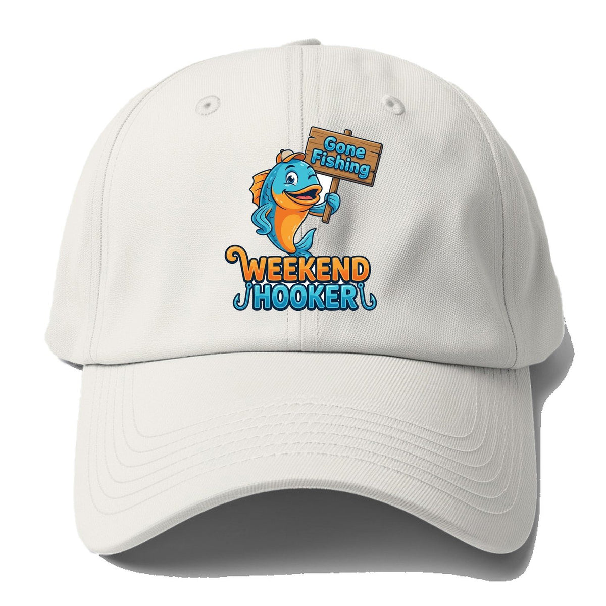 Gone Fishing Weekend Hooker Baseball Cap – Off White