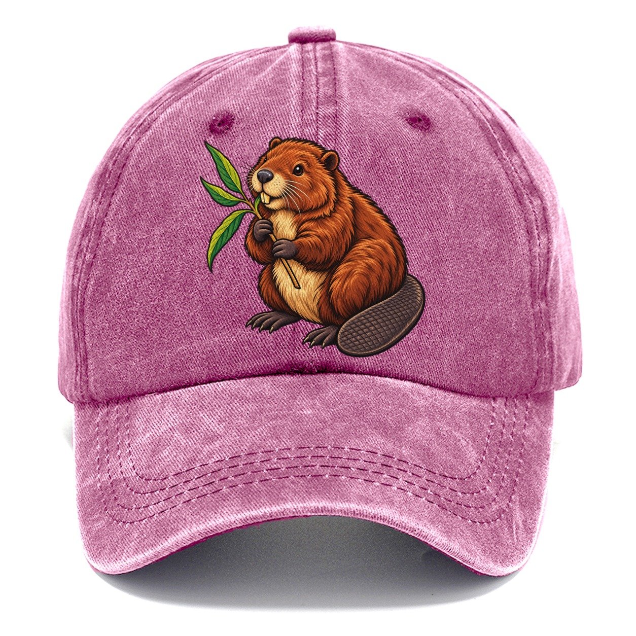 North American Beaver And Willow Sprig Canada Cultural Icons Classic Cap – Dusty Rose