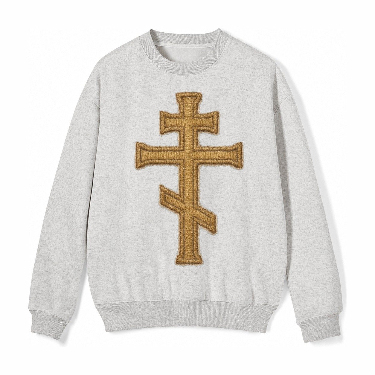 Orthodox Cross Fleece Sweatshirt – Light Gray