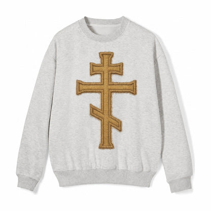 Orthodox Cross Fleece Sweatshirt – Light Gray