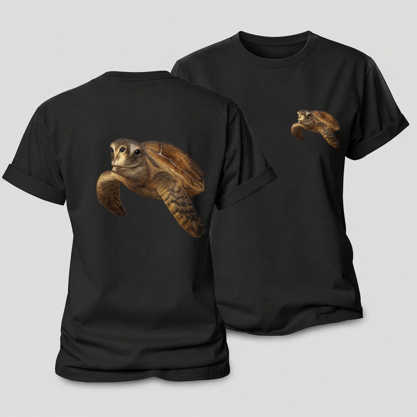 Sea Turtle Portrait Design Women's Cotton T-Shirt – Black
