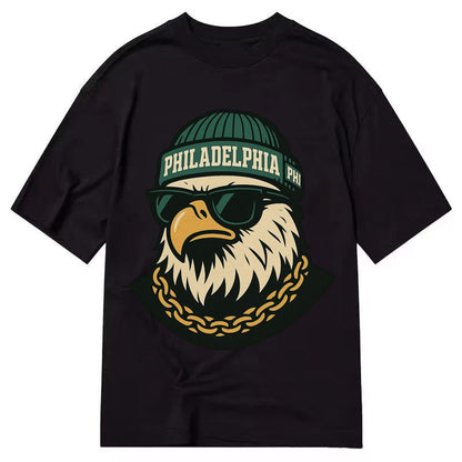 Animaleaglelocationtextphiladelphiainitialsphibeaniecolorgre Classic T-shirt – Black