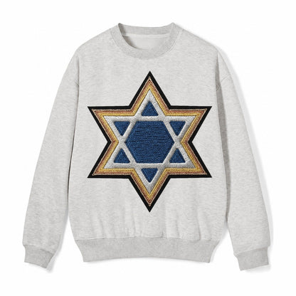 Star Of David Fleece Sweatshirt – Light Gray