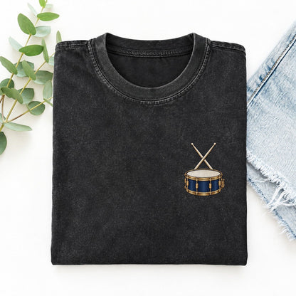 Snare Drum Symbol Emblems Left Chest Vintage T-shirt – Black