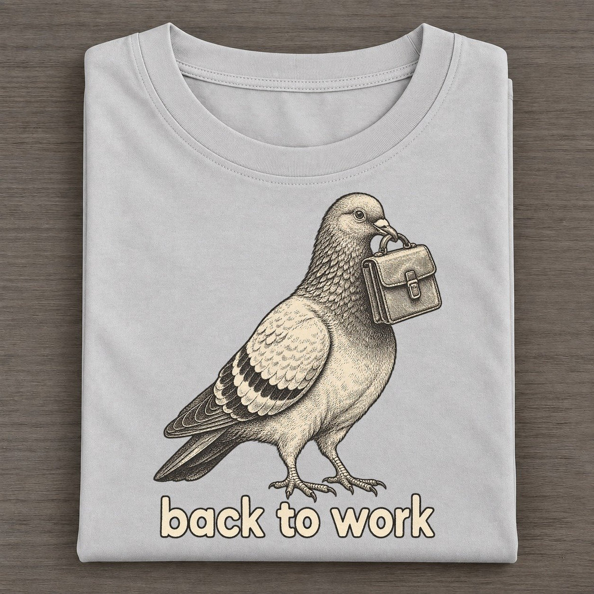 Pigeon Back To Work Unbothered Creatures Classic T-shirt – Grey