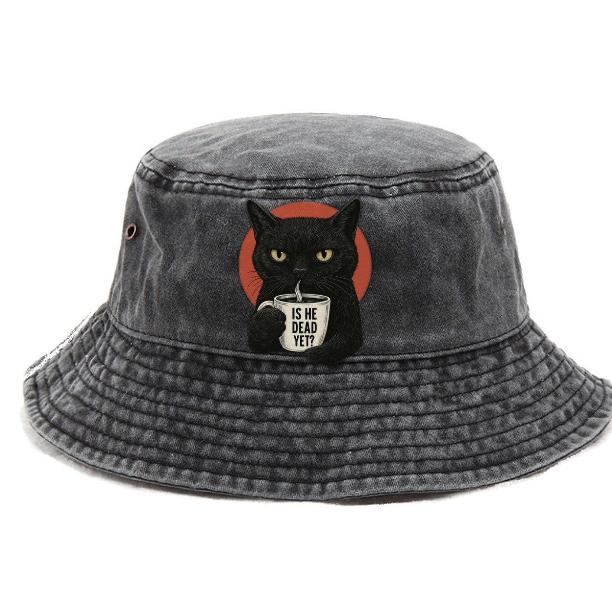 Is He Dead Yet Cat Vintage Bucket Hat – Graphite