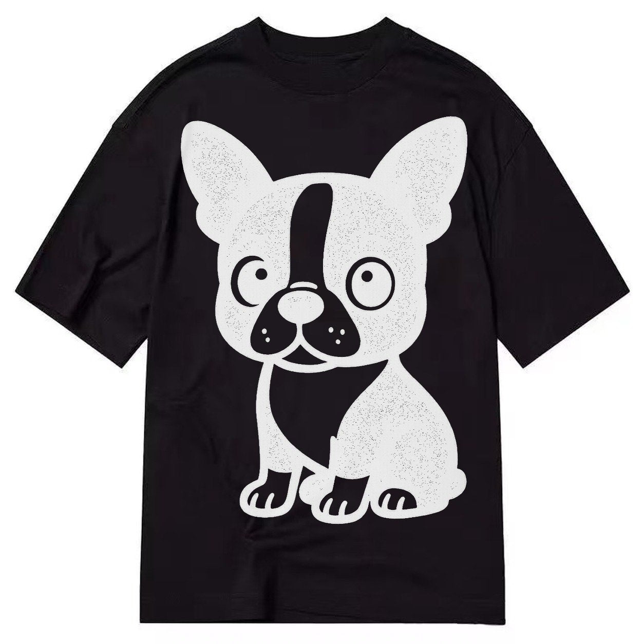 Boston Terrier Black And White Sitting Pose With Tuxedo Mark Classic T-shirt – Black