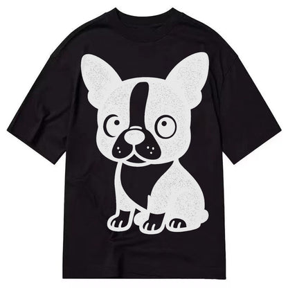 Boston Terrier Black And White Sitting Pose With Tuxedo Mark Classic T-shirt – Black