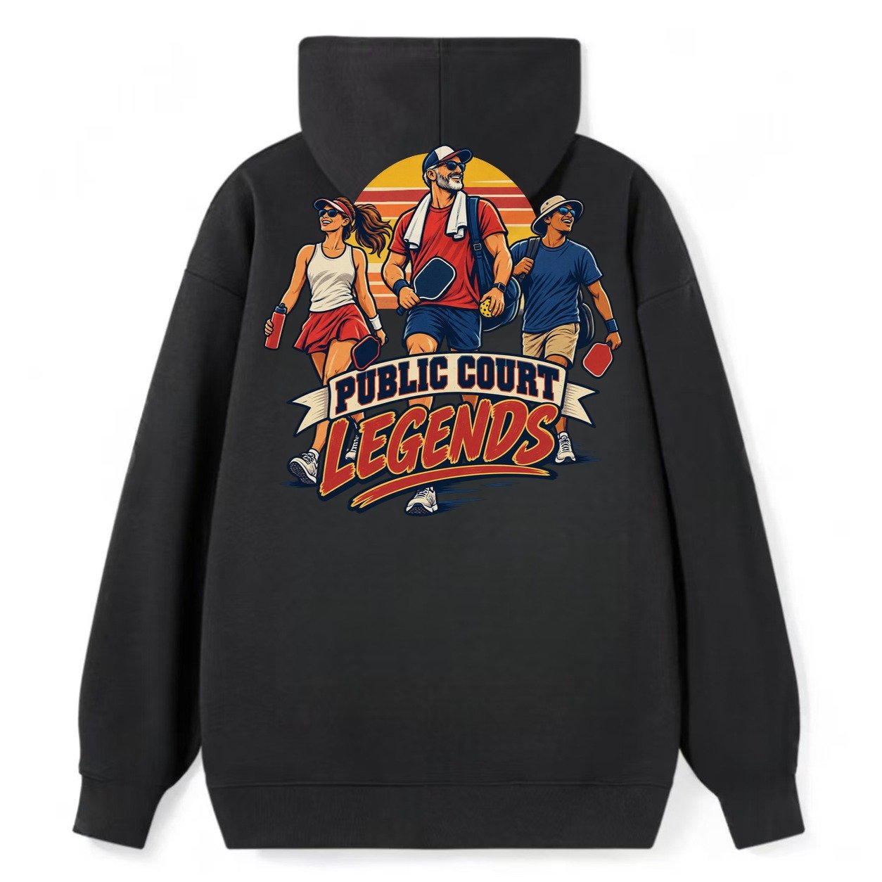 Public Court Legends Pickleball Life Classic Pullover Hoodie – Black