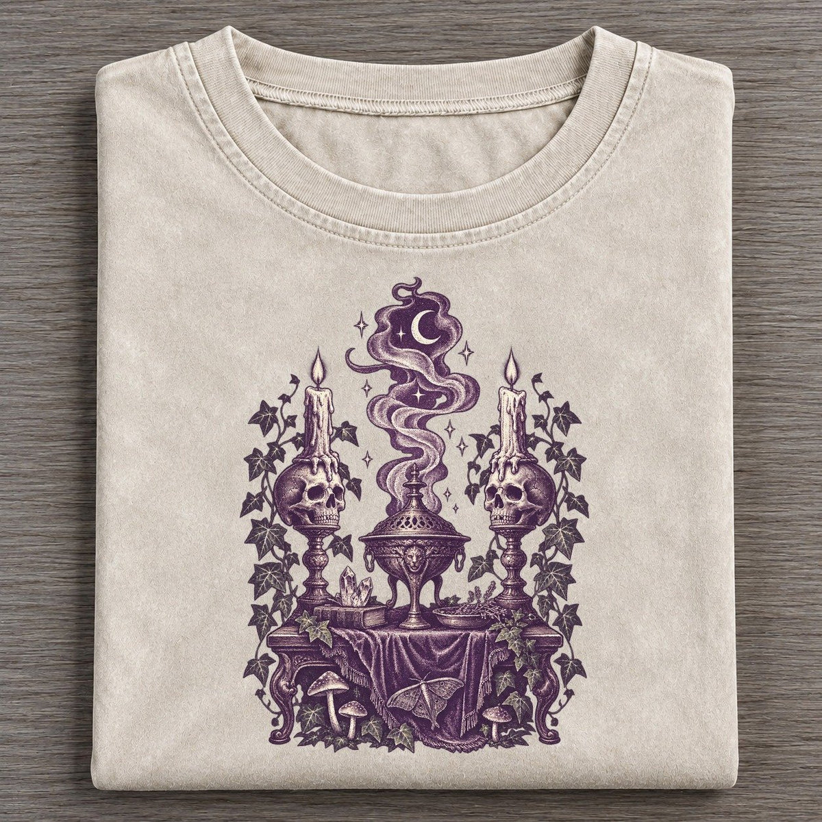 Skull Candleholders Incense Midnight Haunt Vintage T-shirt – Off White