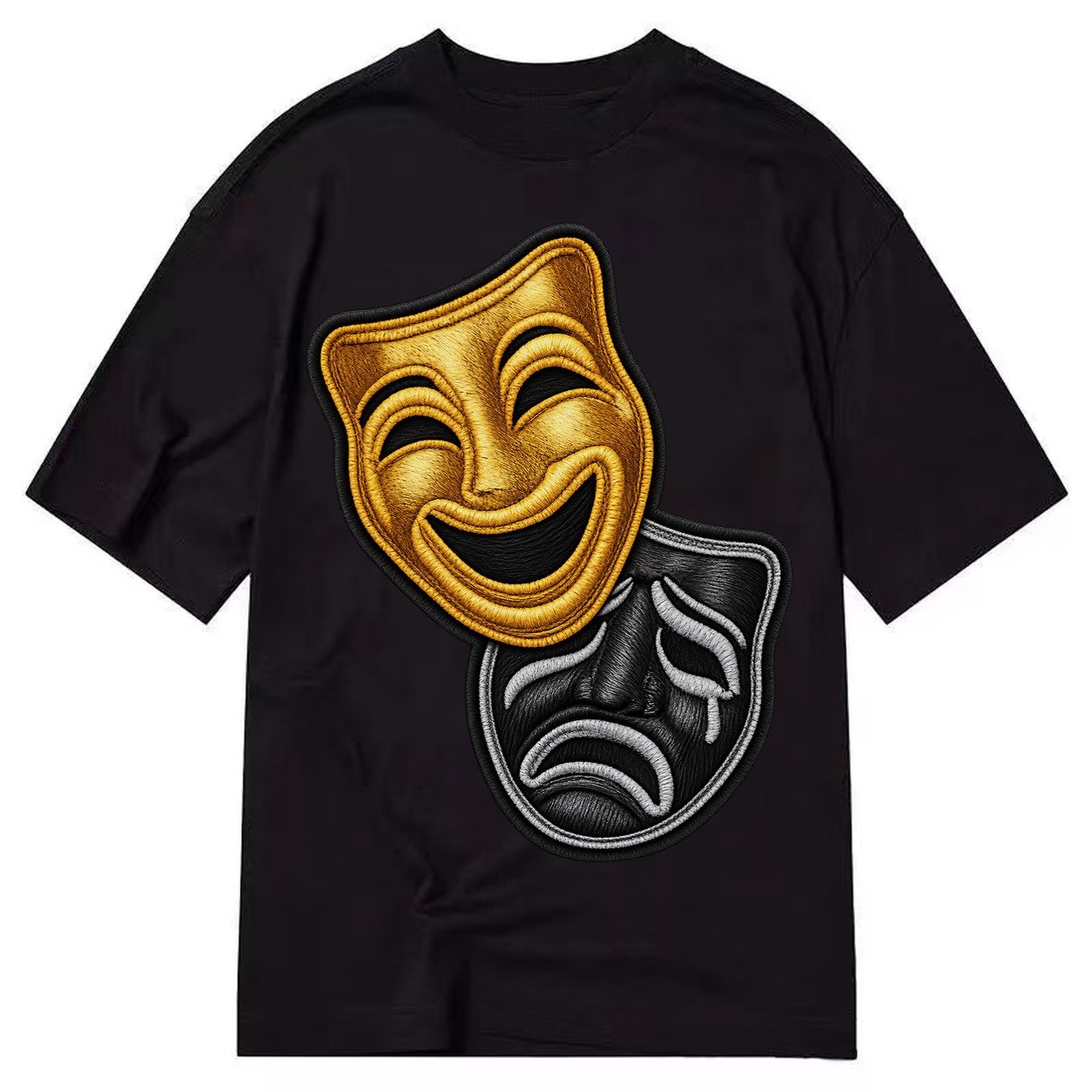 Broadway Masks Comedy Tragedy Masks In Gold And Black Theate Classic T-shirt – Black