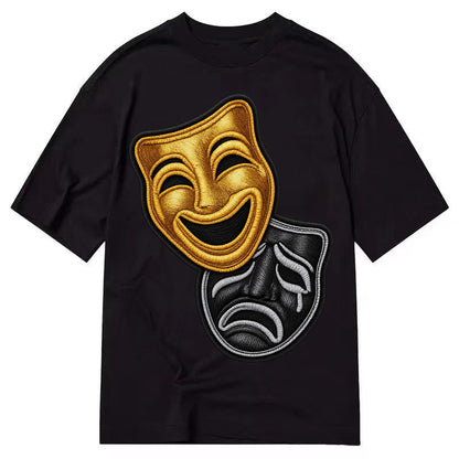 Broadway Masks Comedy Tragedy Masks In Gold And Black Theate Classic T-shirt – Black