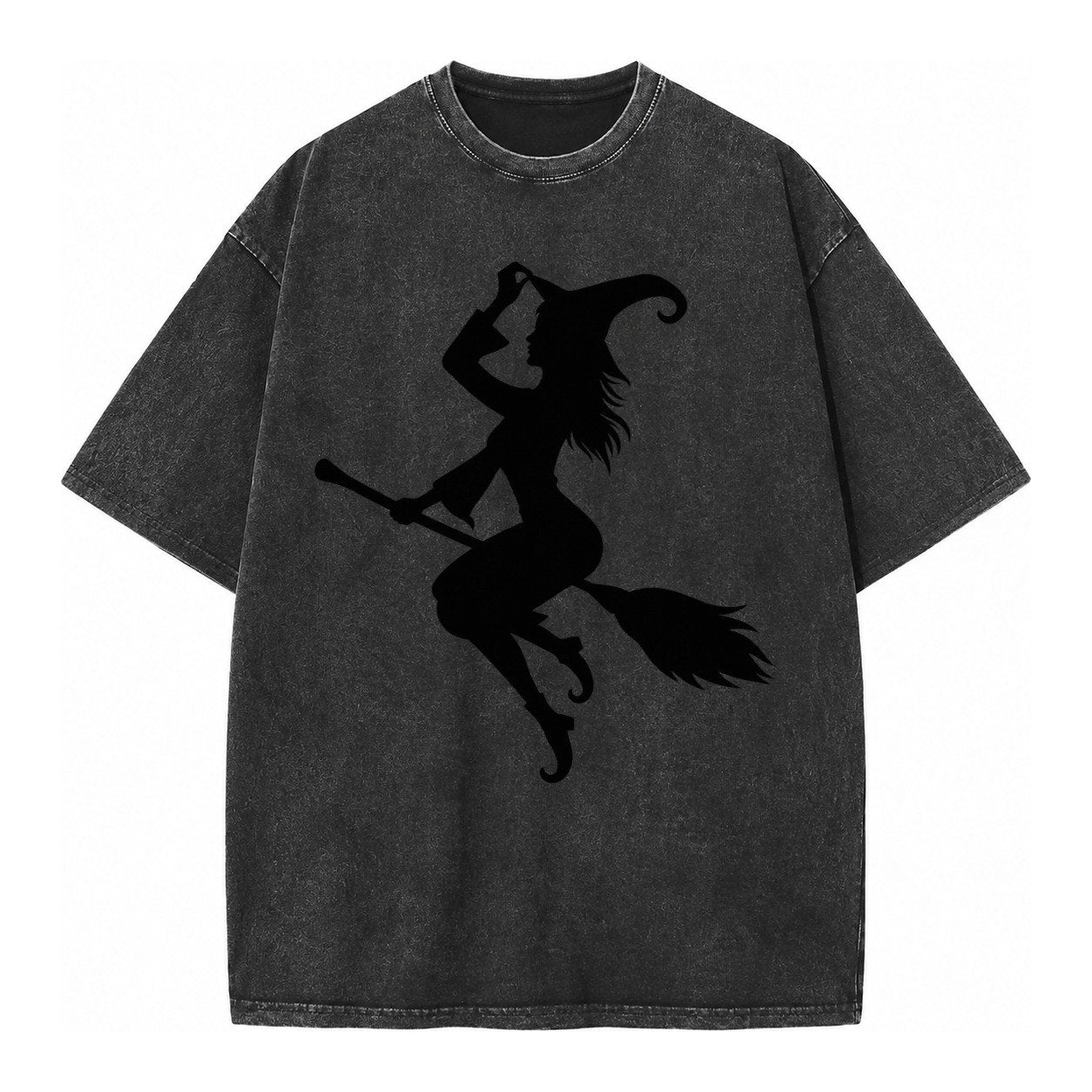 202308151409 Witch On Broom 4 Vintage T-shirt – Black