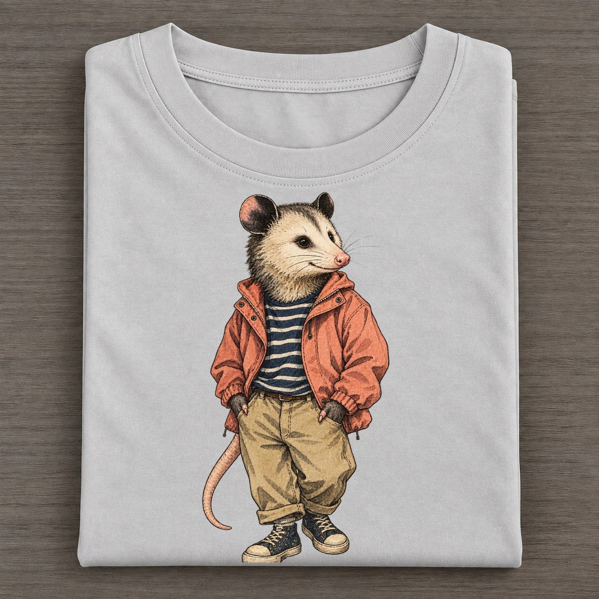 Virginia Opossum Wardrobe Portrait Wild Wardrobe Portraits Classic T-shirt – Grey