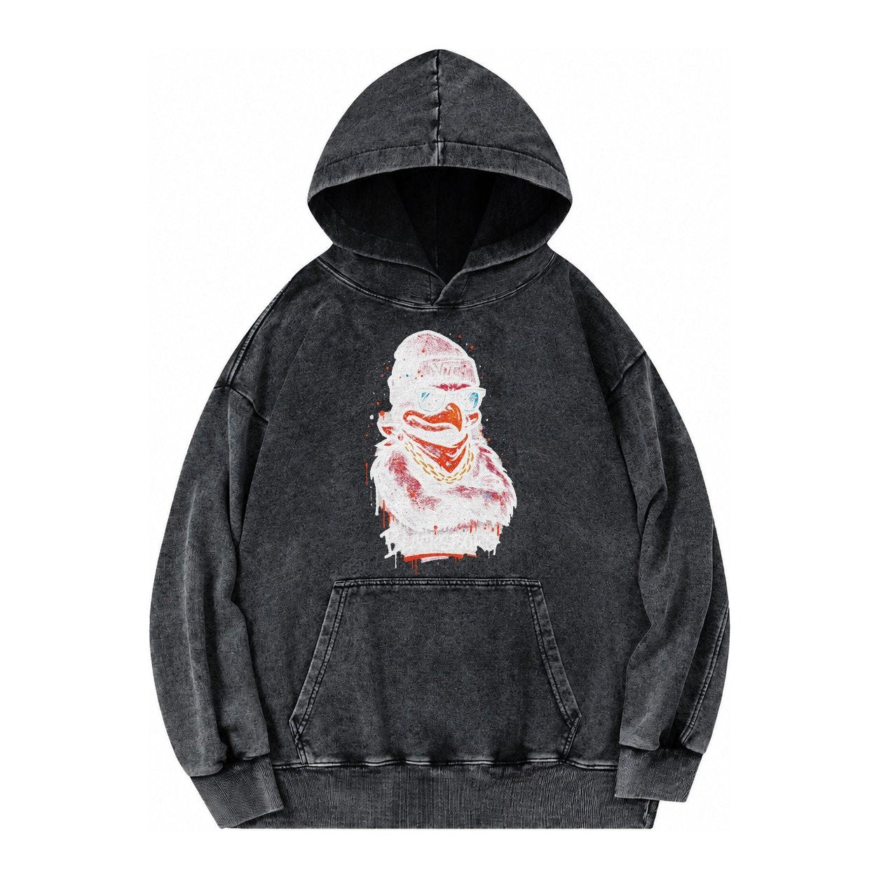 Blacksburg Hokiebird Wearing Virginia Tech Beanie With Vt Pa Vintage Washed Hoodie – Black