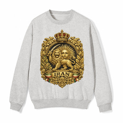 Iran Lion Sun Badge Fleece Sweatshirt – Light Gray