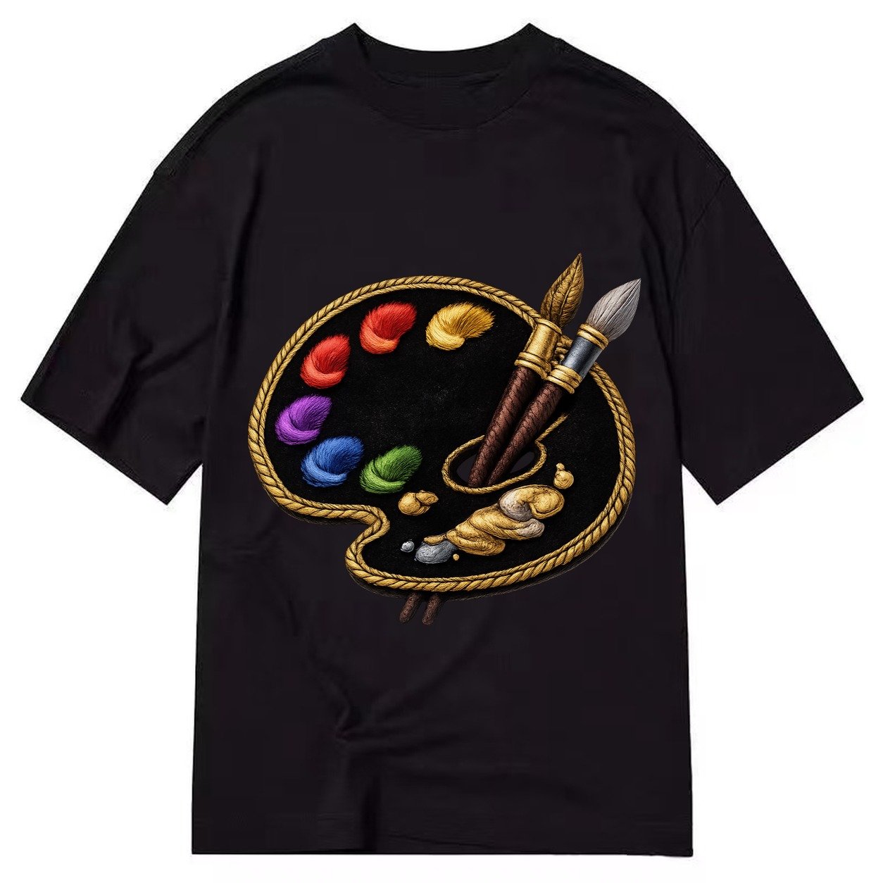 Artist Palette Rainbow Paints Embroidered Ea4b33 Classic T-shirt – Black