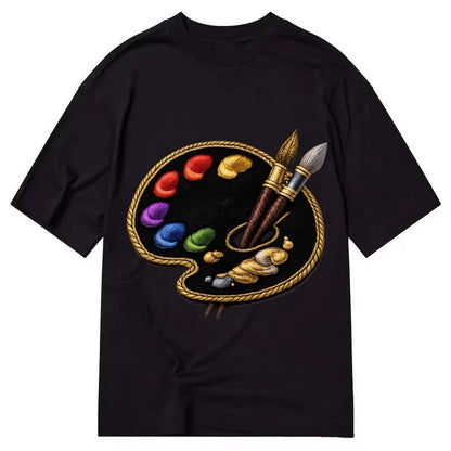 Artist Palette Rainbow Paints Embroidered Ea4b33 Classic T-shirt – Black