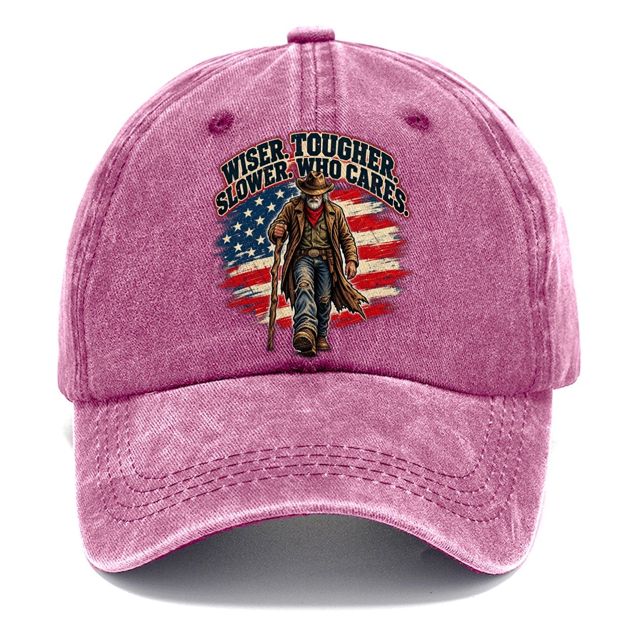 Wiser Tougher Slower Who Cares Old Man Strong Classic Cap – Dusty Rose