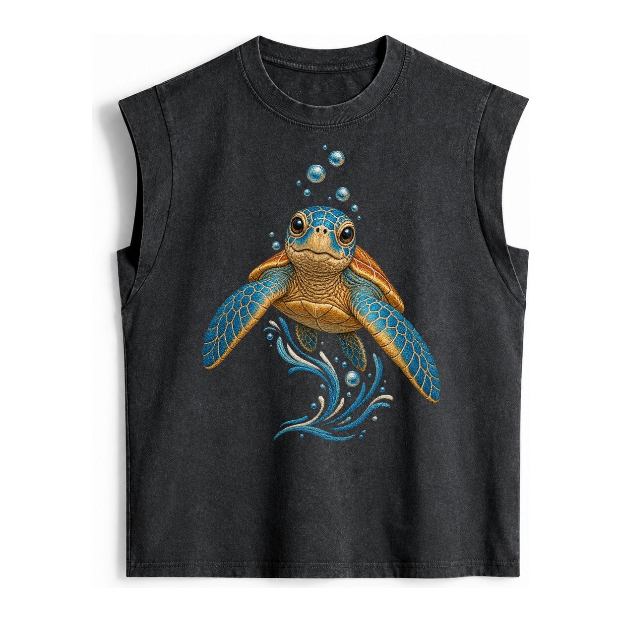 Sea Turtle Serenity Vintage Washed Tank – Black