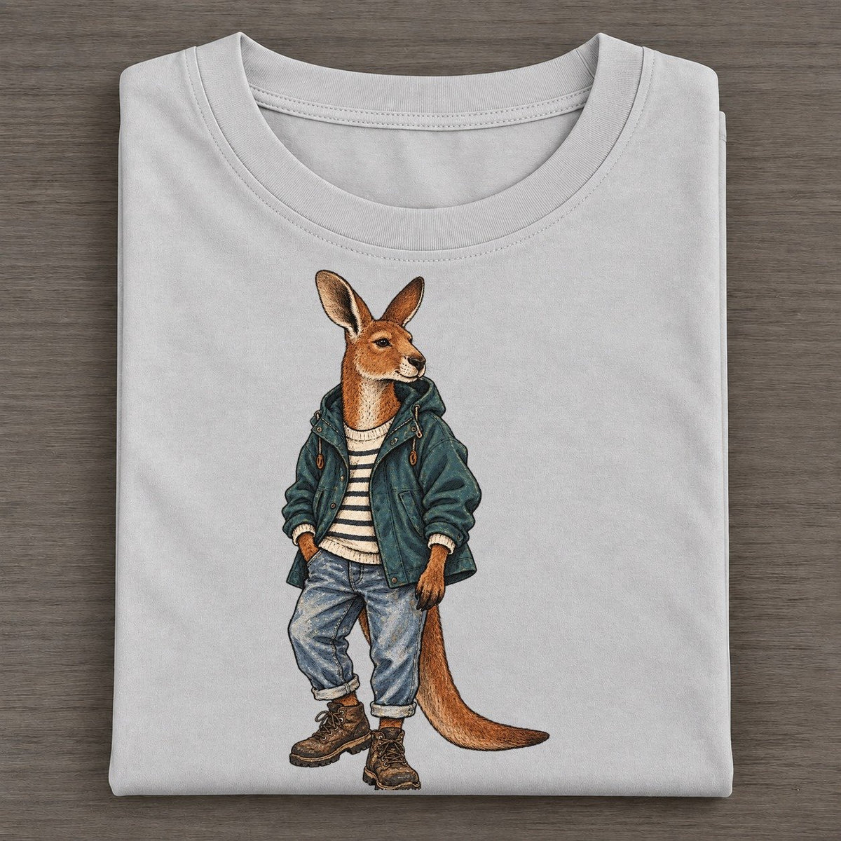 Red Kangaroo Wardrobe Portrait Wild Wardrobe Portraits Classic T-shirt – Grey
