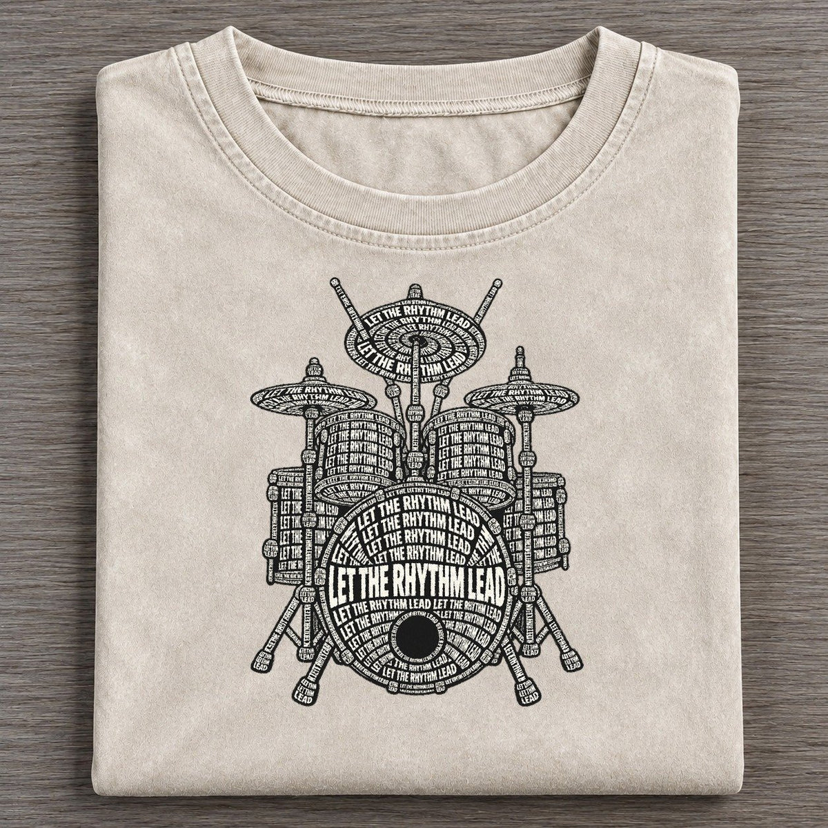Cymbal Crash Phrase Silhouette Vintage T-shirt – Off White