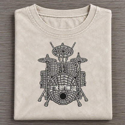 Cymbal Crash Phrase Silhouette Vintage T-shirt – Off White