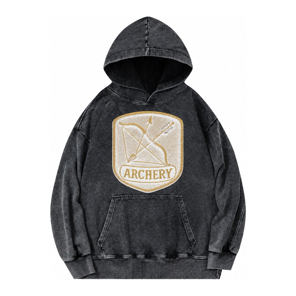 Bow And Arrow Crossed Archery Enthusiast Vintage Washed Hoodie – Black