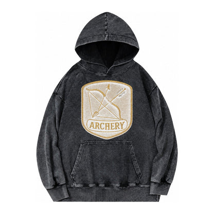 Bow And Arrow Crossed Archery Enthusiast Vintage Washed Hoodie – Black