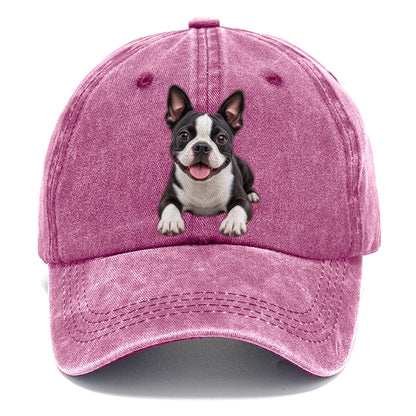 Boston Terrier Lying Down Top Breeds Classic Cap – Dusty Rose