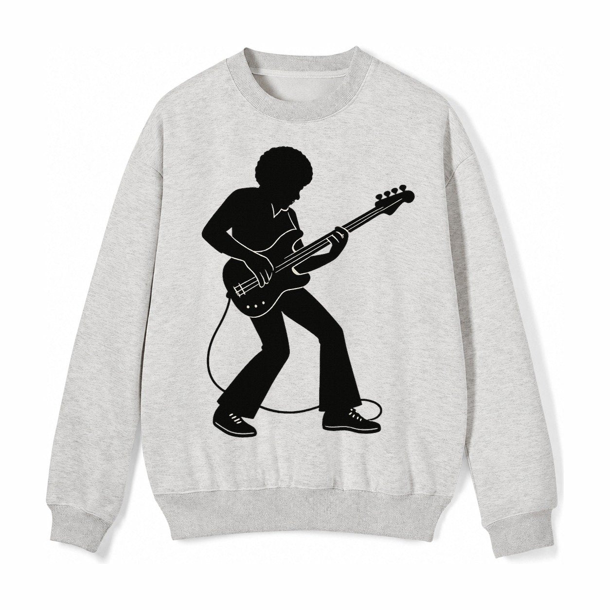 Bass Guitarist Slap Technique Fleece Sweatshirt – Light Gray