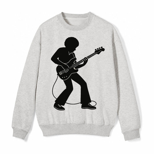 Bass Guitarist Slap Technique Fleece Sweatshirt – Light Gray