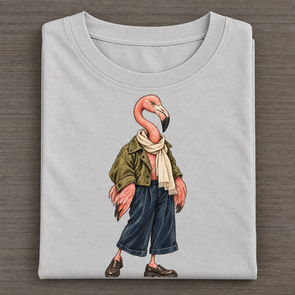 Greater Flamingo Wardrobe Portrait Wild Wardrobe Portraits Classic T-shirt – Grey