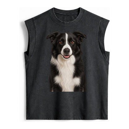 Border Collie Intelligent Companion Vintage Washed Tank – Black