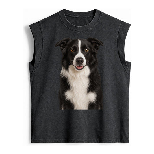 Border Collie Intelligent Companion Vintage Washed Tank – Black