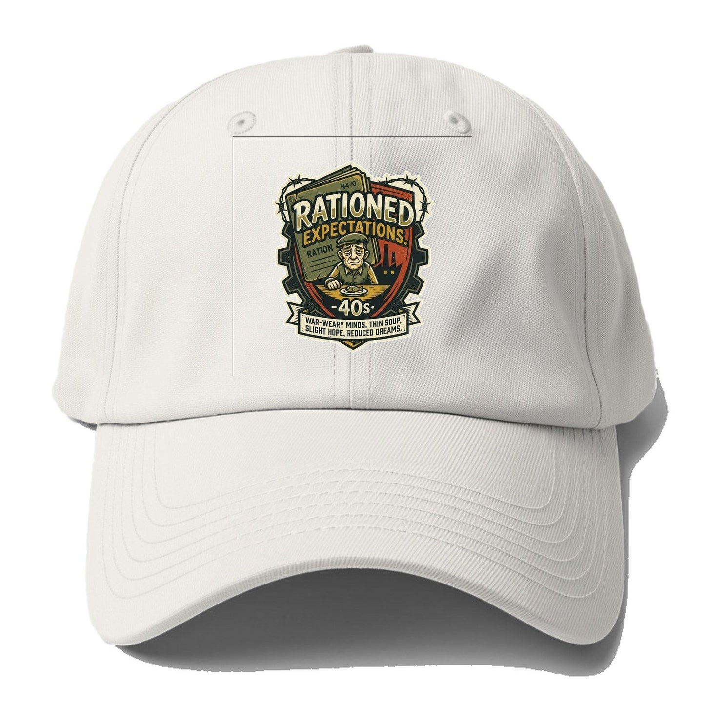 Rationed Expectations 40s Baseball Cap – Off White