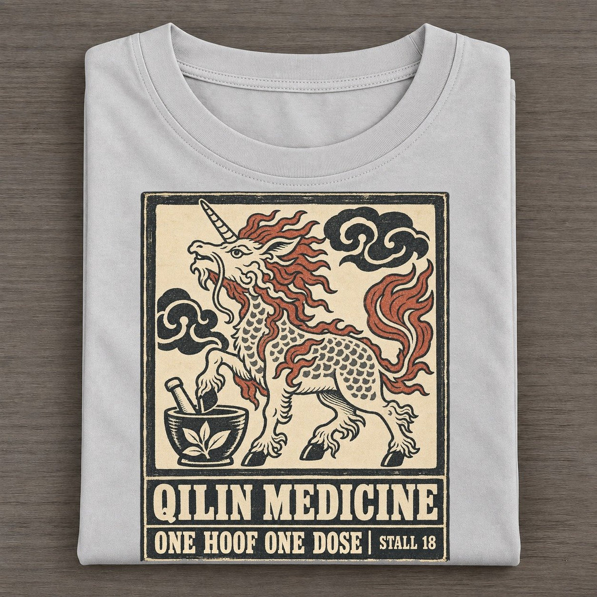 Kirin Medicine Yokai Night Market Classic T-shirt – Grey