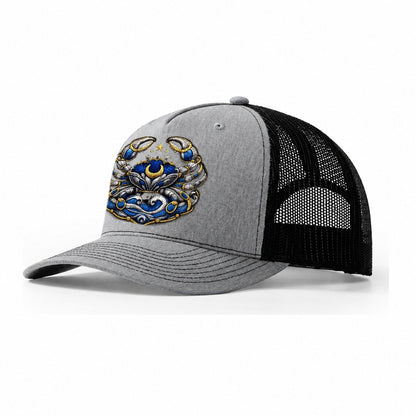 Embroidered Patch Design Cancer Crab Protective Crab In Silv Trucker Hat – Sport Grey-Black