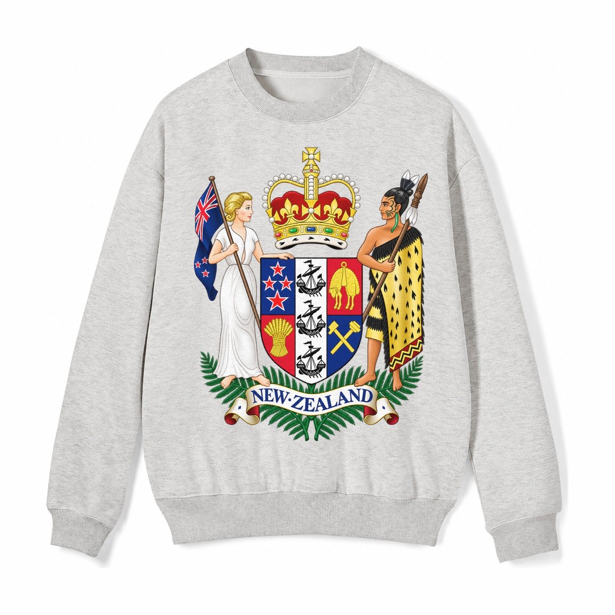 Coat Of Arms Of New Zealand Fleece Sweatshirt – Light Gray