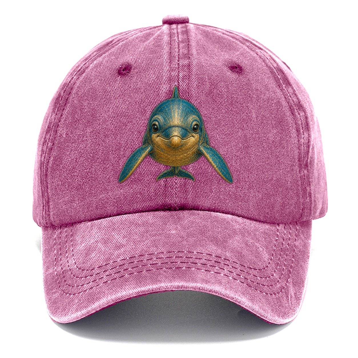Vintage Blue and Gold Dolphin Classic Cap – Dusty Rose